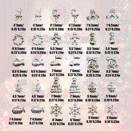 Nail Parts, Christmas, Set of 60, Cute, Christmas Tree, Reindeer, Belle, Gingerman, Snowflakes, Christmas Nail Parts, Gold, Silver, Metal Parts, Neil Art, Deco Parts
