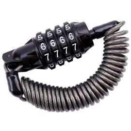 Emoly Bike Lock Cable, 5.9 Ft Portable Mini Bicycle Lock Security 4 Digit Resettable Combination Coiling Cable Lock for Baby Strollers, Suitcases and Laptop Bags