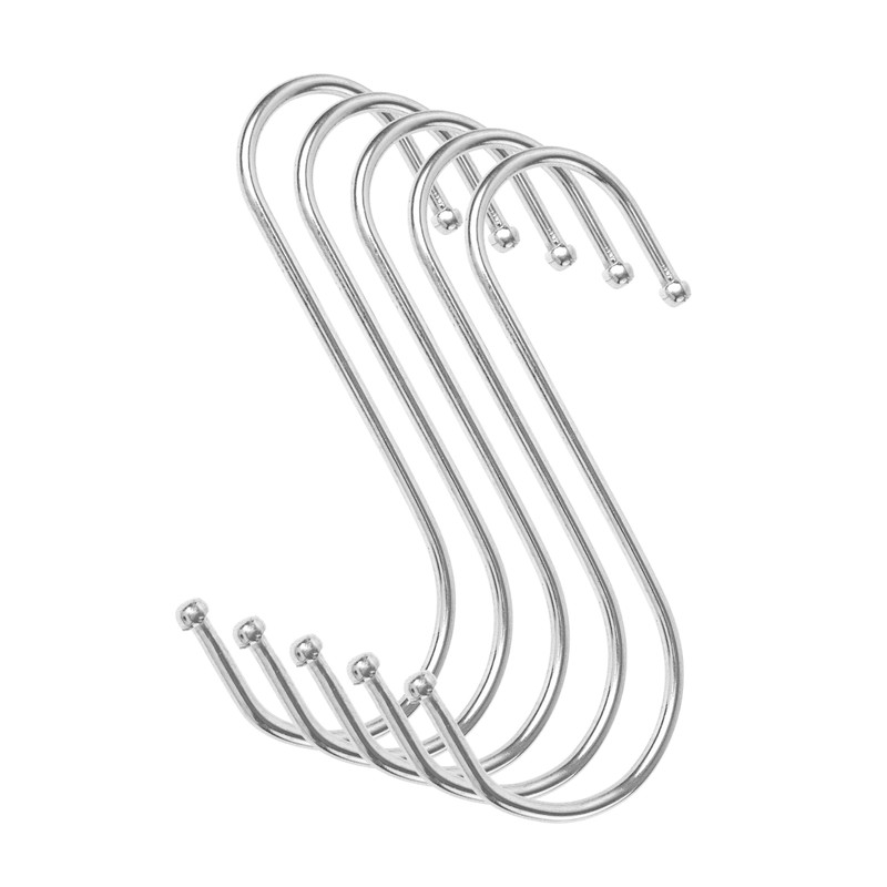 S-Hooks for Hanging, Pack of 8, in Silver, Metal Hooks