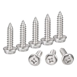 sourcing map Phillips Hex Washer Self Tapping Screws, M6 x 25mm 304 Stainless Steel Hex Flange Sheet Metal Screw 10pcs