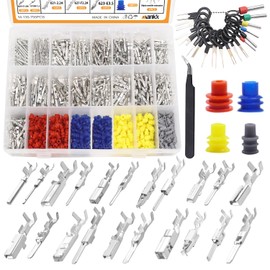 mankk 755PCS Automotive Electrical Pin Connector Terminal Pins Kit 1/1.5/1.8/2.2/2.8/3.5mm Male Female Crimp Pins Car Electrical Wire Terminal Non-Insulated Plug Terminals Removal Tool Kit