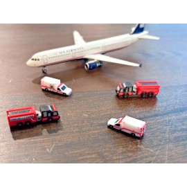 1:400 Model Airport Accessories - 4 Piece Fire Rescue Vehicle Set (Red)