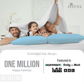 Pizuna Pure Combed Cotton Housewife Pillowcases 2 Pack Baby Blue 48x74cm, 600 Thread Count 100% Long Staple Combed Cotton Pillow Cover, Soft Sateen Housewife Pillow Cases (100% Cotton Pillowcase)