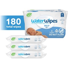 WaterWipes Plastic-Free Original Baby Wipes, 99.9% Water Based Wipes, Unscented