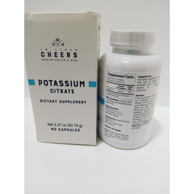 CHEERS - POTASSIUM CITRATE, 950 mg,90 CAPSULES:EXP:1