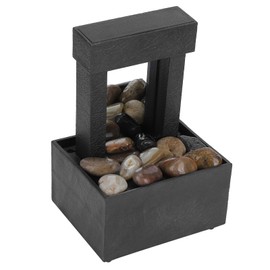 Wakects Indoor Desktop Fountain Waterfall, LED Indoor Fountain Illuminated Waterfall Table Fountain with River Rocks USB Desktop Fountain 16.5 x 11 x 9 cm