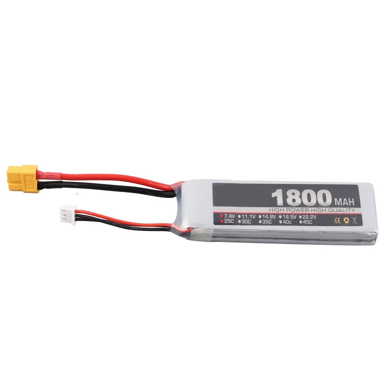 RC LiPo Battery 7.4V 2S 1800mAh 25C Rechargeable Lithium Polymer