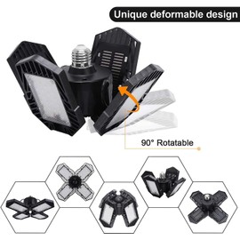 4Pack LED Garage Lights, 100W Deformable LED Lighting 10000LM E26 Daylight 6000K Super Bright Adjustable Lights for Warehouse