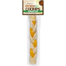 Pork Chomps Roasted Pork Skin Dog Chew, 8-inch Braid, Peanut Butter Flavor, 1 Count