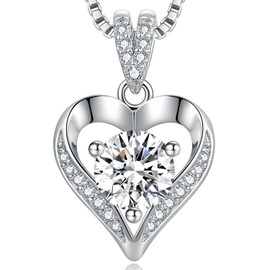 KRZ 2 Carat Moissanite Heart Necklaces for Women Wife S925 'I LOVE YOU' Diamond Womens Necklaces Birthday Gifts for Wife Wedding Anniversary Her Girlfriend Women's Birthday Gifts Jewelry