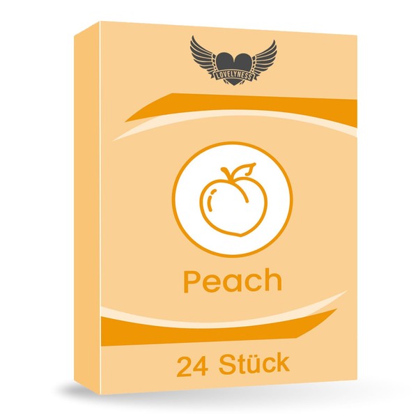 Condoms with Peach Flavour 52 mm - Pack of 24 Real Feel Extra Thin Extra Moist Sex Lubricating Film Lovelyness