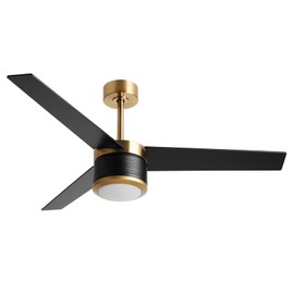 reiga 52 Inch Modern Wood Ceiling Fan with Light, 3 Blades Black Gold DC Motor Smart Ceiling Fan Compatible with Remote Control/Alexa/Google Home for Bedroom Living Room