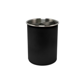 TENGINE Stainless Utensil Holder 360° Rotating 6.5X5.25 Inch Utensil Crocks for Kitchen Counter with Removable Divider Black