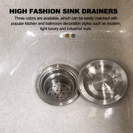 QuiLanTu 3 1/2" Kitchen Sink Drain Kit Replacement Sink Drain Assembly Removable 304 Stainless Steel Deepen Sink Strainer Basket with Sealing Cover for Kitchen Laundry RV(Brushed +Tailpiece)