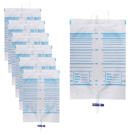 6Pack 67.6oz/2000ml Catheter Bags with Cloth Straps Urine Bags for Men, Leg Gags for Men Catheter, Urinary Collection Bags