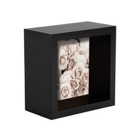Nicola Spring 3D Shadow Box Photo Frame - 4 x 4 (10 x 10cm) - Pack of 1 - Black 3D Photo Frame Picture Frame Deep Box Small Square Display Case for Crafts, Keepsakes, Wedding, Graduation