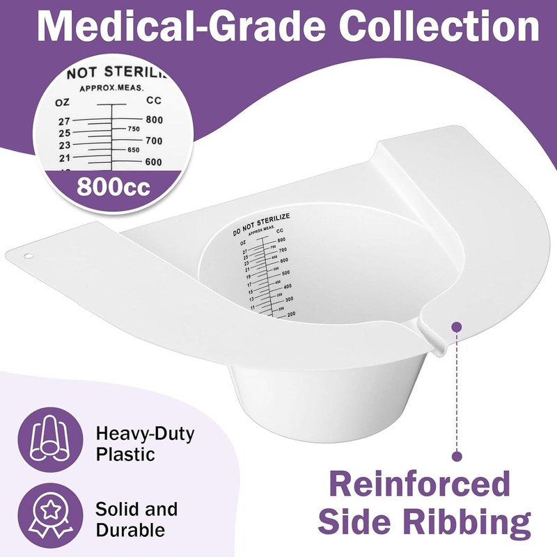 Toilet Urine Hat, 800ml Sample Collector, Plastic Pourer, Graduated Sampling