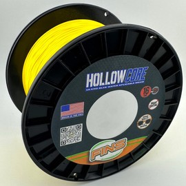 FINS Hollow Core Braided Fishing Line - USA Made, Spliceable Braid for Bluewater Angling, Superior Knotless Leader Transition - 16-Strand for Increased Reel Capacity - Yellow - 130 lb - 300 Yds