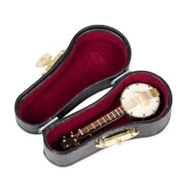 Banjo Miniature Replica Bright White 1.5 x 3 Resin Stone Tabletop Figurine
