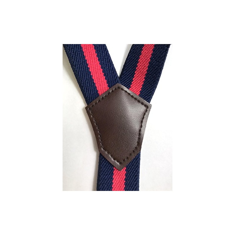 Imai Company Suspenders, S, Kids (Border), Navy Blue x Red,