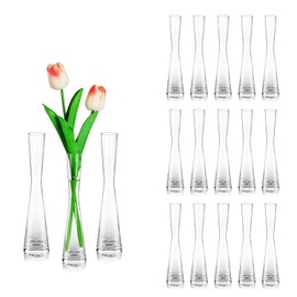 Glasseam Glass Bud Vases for Centerpieces: 18pcs Clear Skinny Small Vase for Flowers - 7.8" Tall Single Rose Table Decorations for Wedding Party Bridal Showers Kitchen Home