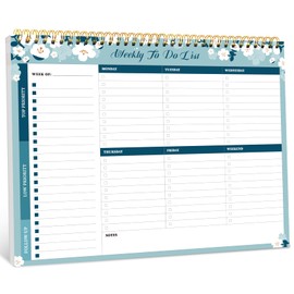 Weekly To Do List Notepad with 52 Undated Sheets（8.5"×11"）- Weekly Desk Planner for Women & Man, Work and Home - Blue Breeze