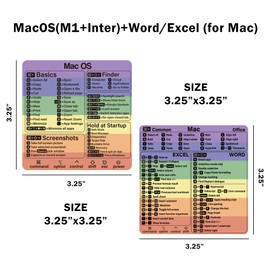 Mac Shortcut Sticker - Mac OS Shortcuts Sticker (M1+Intel) + Word/Excel, Laptop Keyboard Shortcuts Stickers for MacBook, Compatible with 13-16 Inch MacBook Air/Pro (Multicolour)