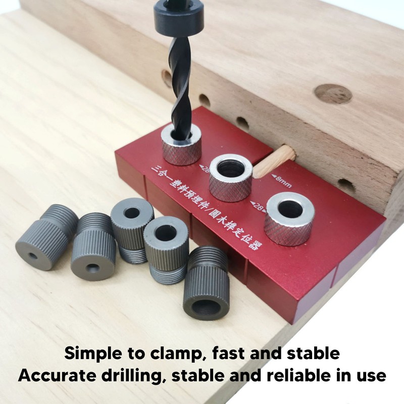Wood Doweling Jig Drill Guide 3 in 1 Locator Hole