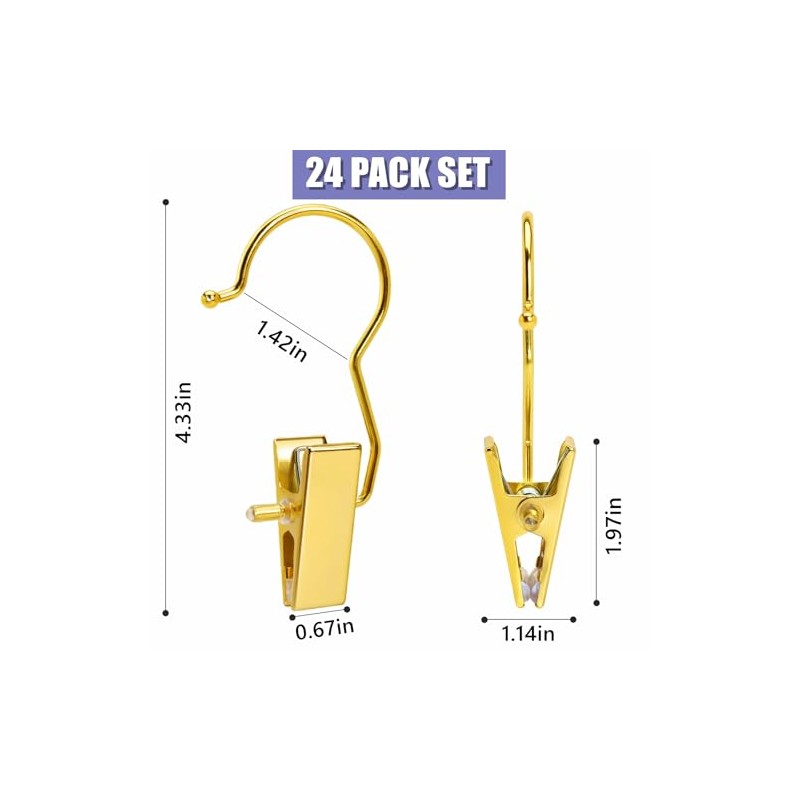 Amber Home Amber Home 24 Pack Gold Boot Clips for