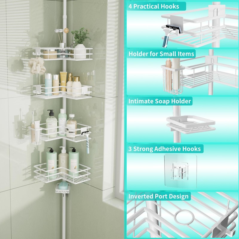 HapiRm Corner Shower Caddy Organizer - Shower Organizer Corner with