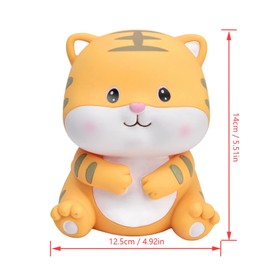 Animal Children's Money Box Cartoon Smile Animal Hand-Painted Craft Piggy Bank Ornaments Plastic Drop-Proof Money Box Gifts Cute Tiger Shape Savings Bank for Boys and Girls, 14 x 12 cm (#1)