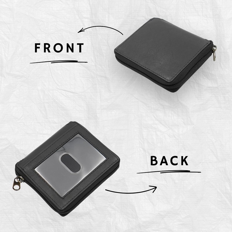 ag wallets Mens Zip Around Leather Wallet with Inserts (Black)