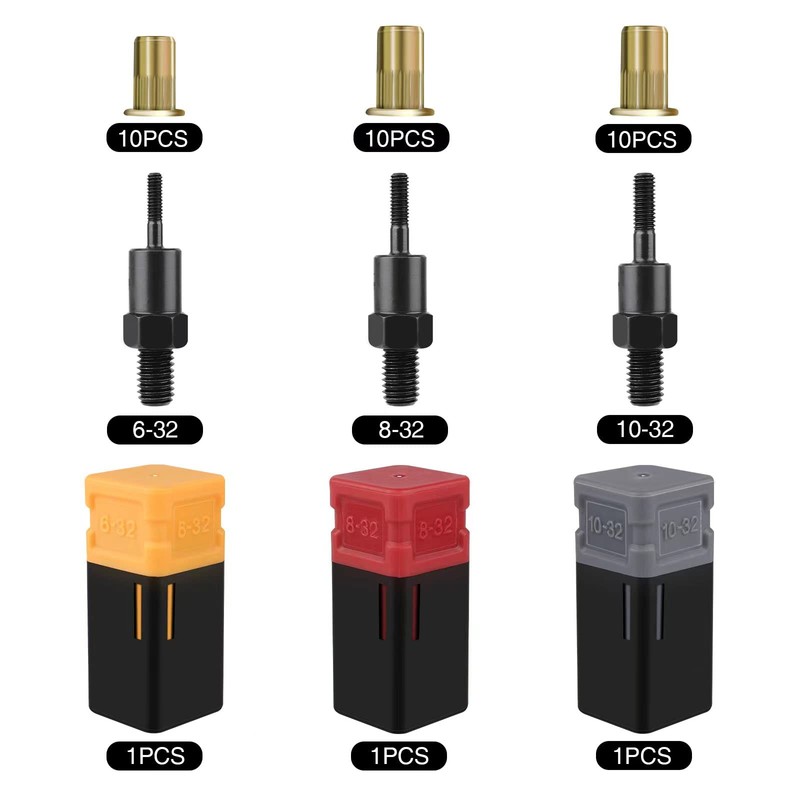 GIANTISAN Rivet Nut Mandrels Set, Including 6-32 8-32 10-32 and