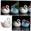 CIYODO Succulent Flowerpot Ceramic Pots Drainage Swan Shaped Planter for