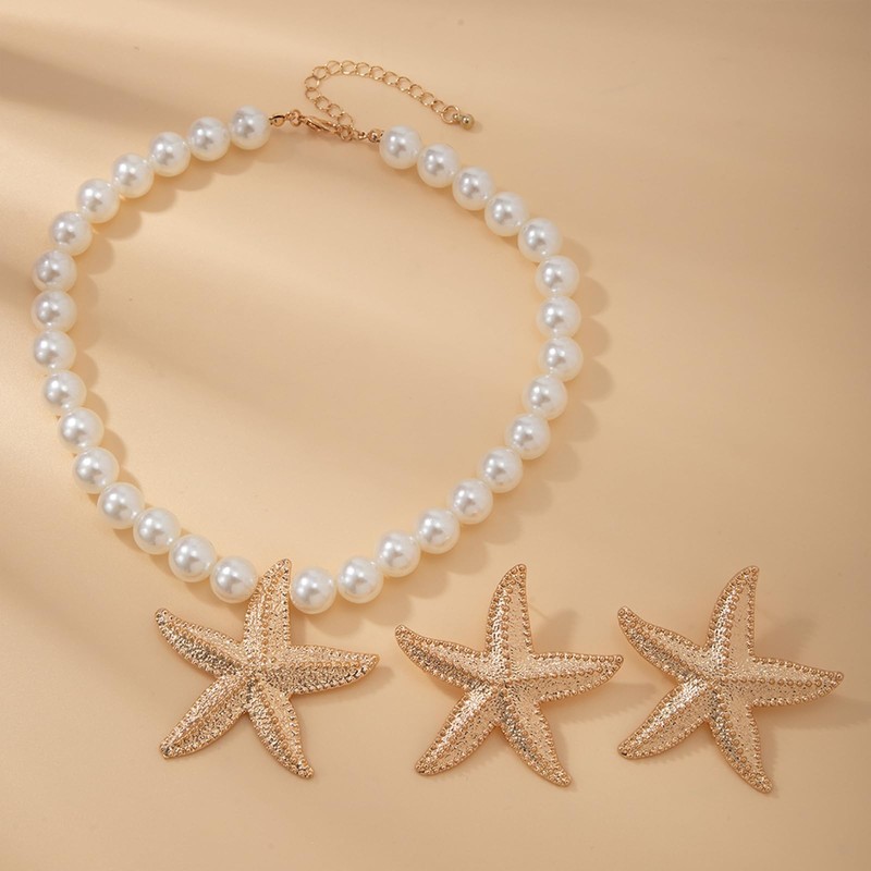 YANCHUN Starfish Necklace for Women Summer Starfish Earrings Beach Charm