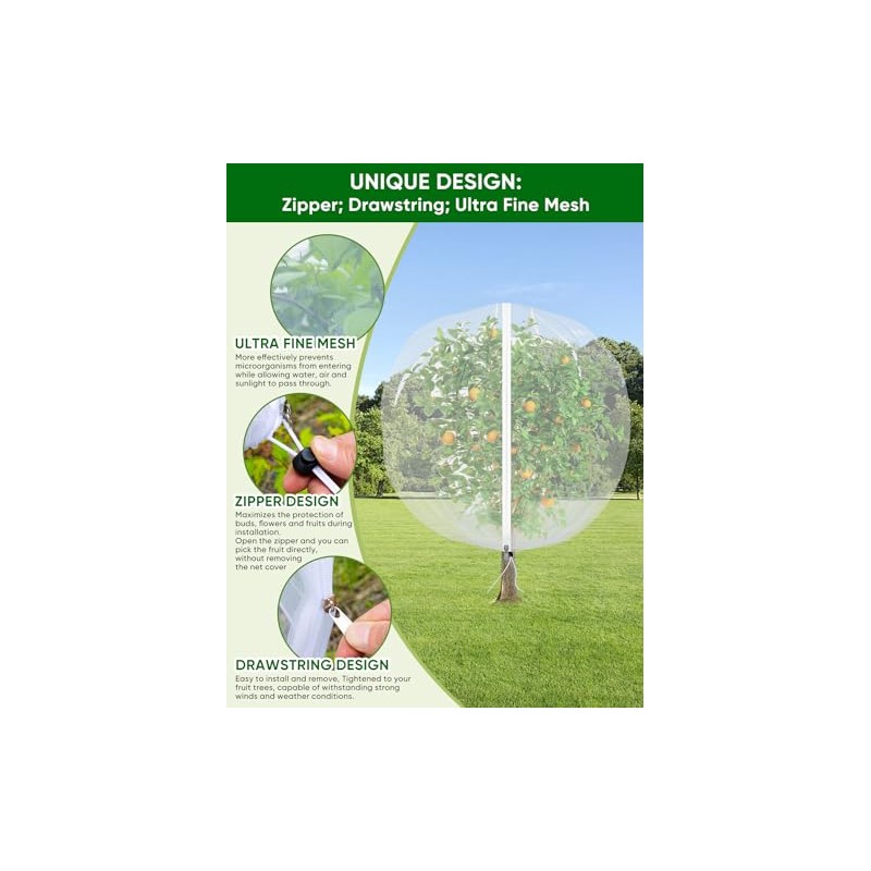 Fruit Tree Netting with Zipper - 4 Pack for Garden