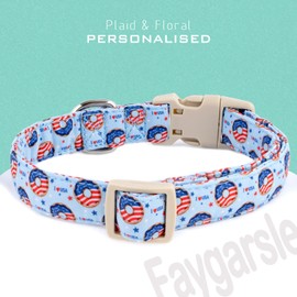 Faygarsle Patriotic Dog Collar, 4th of July Design, American Flag Pattern, Light Blue Summer Design for Small Medium Large Dogs XS