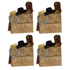 Beistle 4 Piece Three Dimensional Western Theme Centerpieces Wild West Cowboy Party Decorations, 9.5", Multicolor