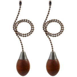 Hyamass Ceiling Fan Pull Chain Extender, 2Pcs Wooden Water Drop Ball Pull Chain Extension, 12 Inch Ceiling Fan Chain Ornament with Ball Connector, Fan Chains for Ceiling Fan Light Decoration (Bronze)