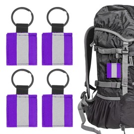 TIXIPEM Safety Reflector Pendants [4PCS] - Fabric Reflective Safety Keychain Gear Use for Backpack & Running & Cycling - [Purple-2.8IN/7CM] Double-Sided Reflective Tags
