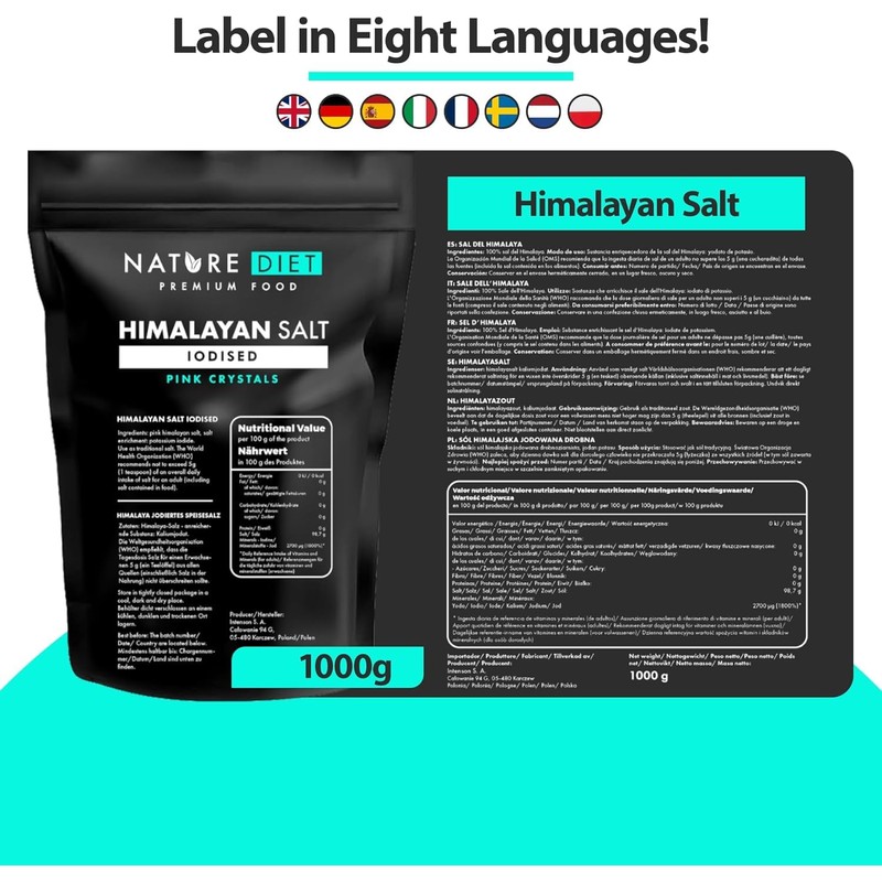 Nature Diet - Himalayan Salt from Pakistan, 1000 g, Pink