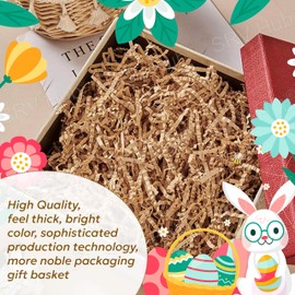 50g Easter Paper Brown Grass - Stuffers for Easter Egg Hunt Décor, Shred Paper for Easter Basket Filler Gift Supply, Gift Basket Filling Fake Shredded Paper Grass