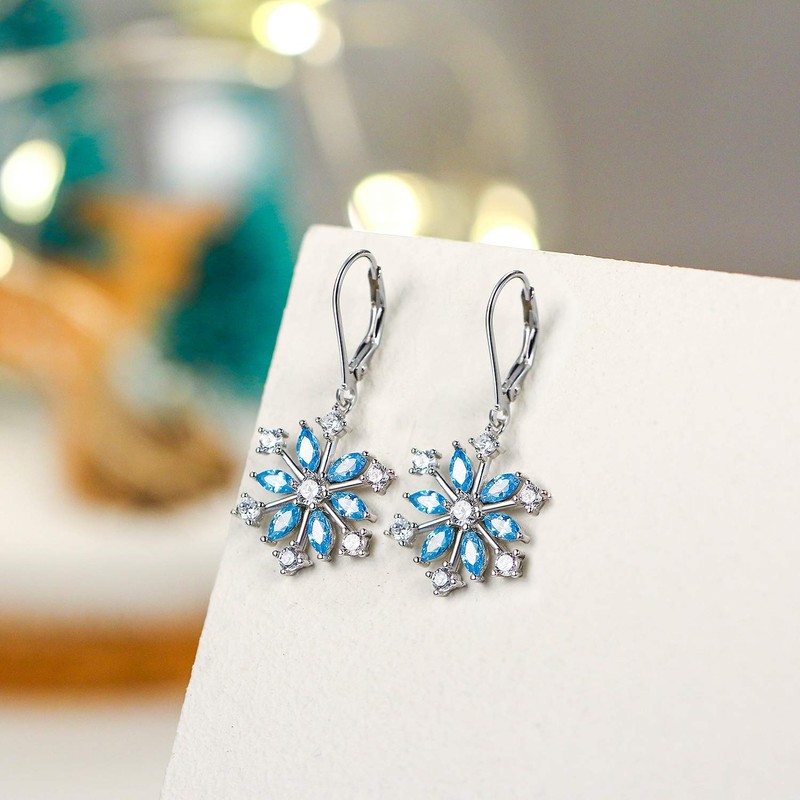 EVER FAITH Snowflake Jewerly Sterling Silver Winter Accessory Sparkle Sky