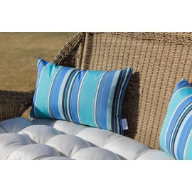 RSH DECOR: Sunbrella Lumbar Throw Pillows Set of 4 | 20" x 12" | Water and Fade-Resistant Performance Fabric | Outdoor Pillow Covers with Down-Alternative Inserts | Dolce Oasis