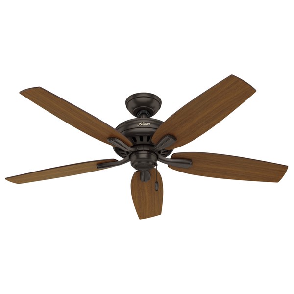 Hunter Newsome 52-inch Indoor/Outdoor Premier Bronze Traditional Ceiling Fan Without Light Kit, Includes Pull Chains, and Reversible WhisperWind Motor