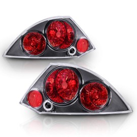 AmeriLite Black Replacement Brake Taillights Set For 2000-2005 Mitsubishi Eclipse - Passenger and Driver Side