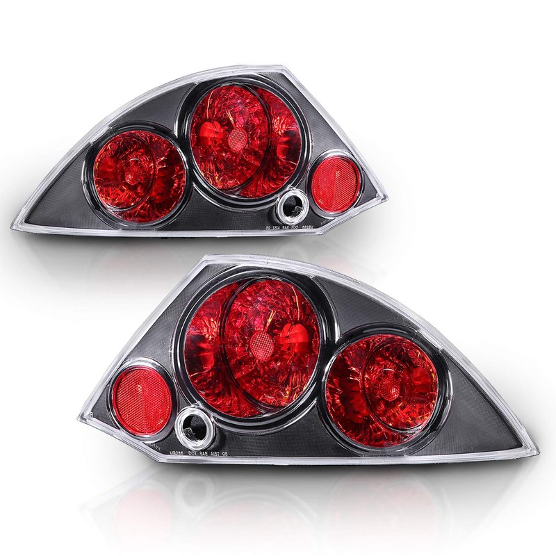 AmeriLite Black Replacement Brake Taillights Set For 2000-2005 Mitsubishi Eclipse