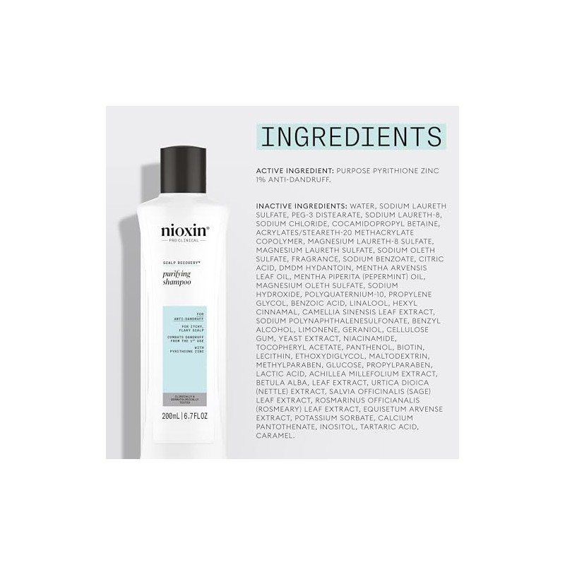 Nioxin Scalp Recovery Champú limpiador medicinal anticaspa para picazón, 6.76