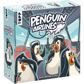 TOPP 18580 Penguin Airlines - Who brings the bird down. Turbulent communication game in real time. The party plane for annoying teams. 2-8 players. Ages 9+. 30 minutes, multicoloured