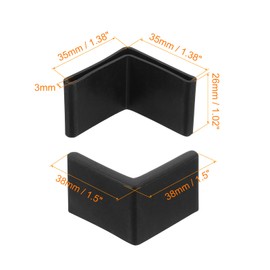 sourcing map 10Pcs L Shape Leg Pads, 1.4" x 1.4"(35 x 35mm) Furniture Leg Cover Protectors L Shaped Plastic Furniture Angle Iron Caps, Black